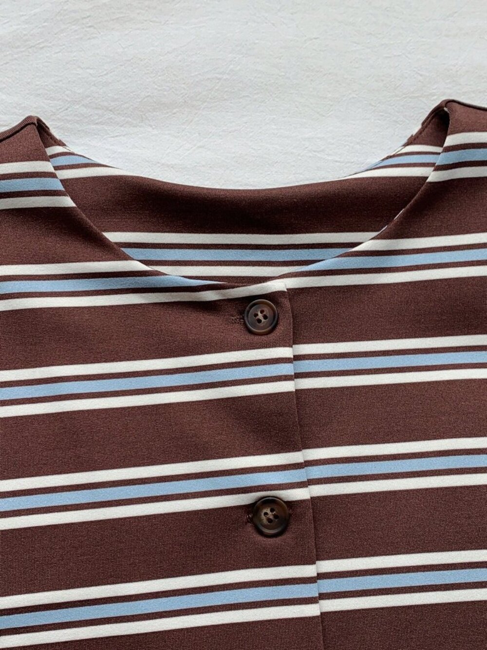 Coffee Brown Casual Women's Striped Top And Shorts Set - Picture 6 of 6